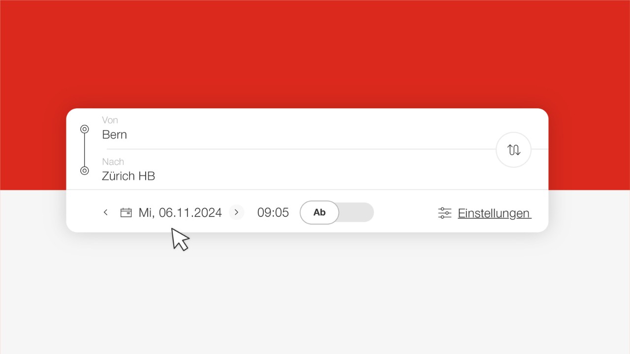 Geben Sie auf SBB.ch mindestens einen Tag vor Ihrer Reise die gewünschte Reisestrecke ein.