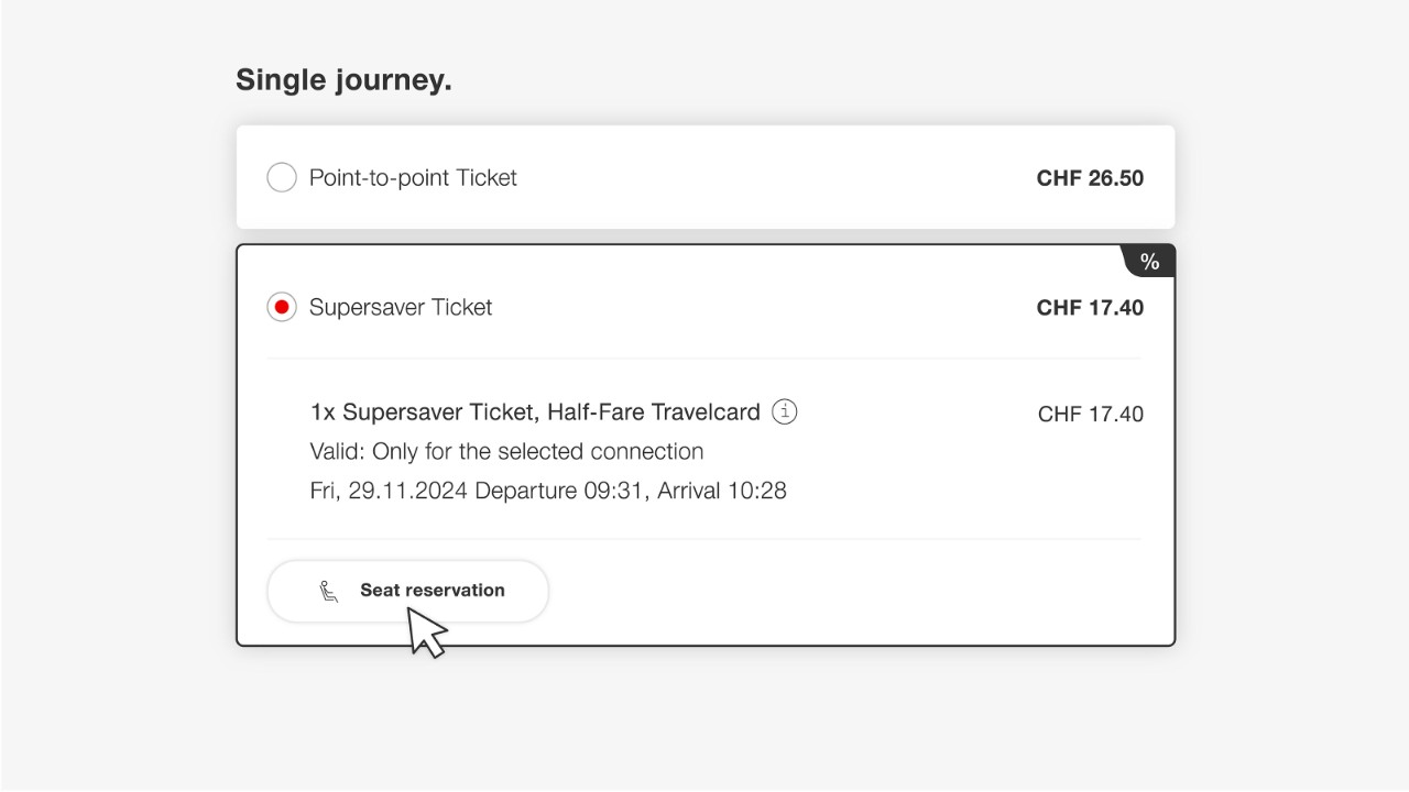 Do you need a ticket? Select the ticket you require and click on “Sitzplatzreservierung” [“Seat reservation”].